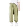 thumbnail image 4 of Lenpel Children's Summer Pants 2 Pc Toddler Girls Boys Elastic Waist Pull on Cinch Bottom Trousers Baggy Casual Joggers, 4 of 7
