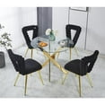 thumbnail image 4 of black and gold Modern chair(set of 4 ) with iron tube legs, soft cushions and comfortable backrest, suitable for dining room, living room, cafe,hairball back, 4 of 5