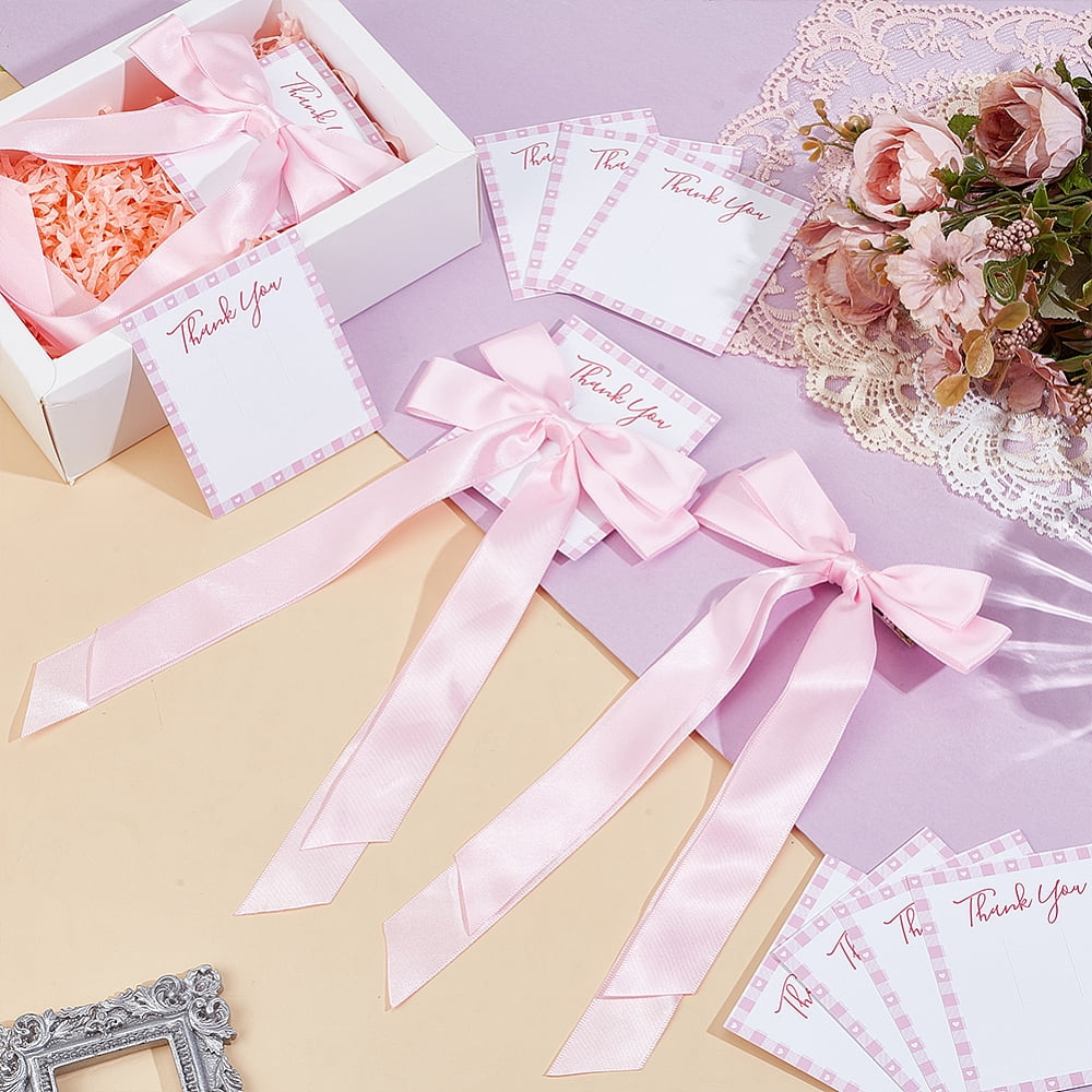 20Pcs Polyester Hair Clips for Women Girls 20Sheets Paper Hair Clip Display Cards Rectangle Pearl Pink 200x115mm