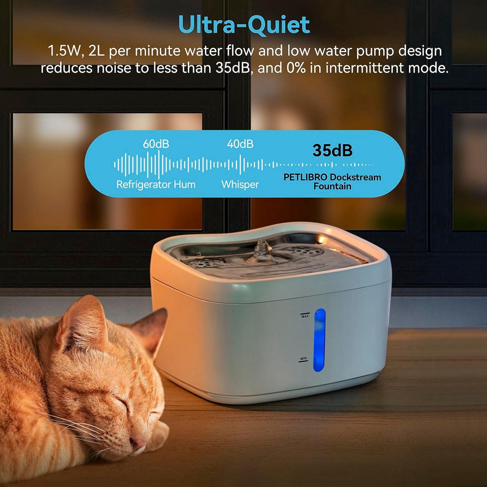 BOKYAN APP Smart Cat Water Fountain Automatic Circulation 2.5L / 84.5 oz Indoor Pet Drinking Fountain Stainless Steel Tray