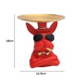 thumbnail image 2 of Figuras artísticas de Bulldog con caja de almacenamiento de resina de paleta, decoración para oficina (rojo), 2 of 8
