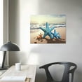thumbnail image 3 of JRXY  Beach Nuatical Canvas Wall Art Blue Seascape Anchor Starfish Painting Prints Ocean Sea Pictures Coastal Canvas Artwork Home Bathroom Bedroom Kitchen Decor Framed Ready to Hang 16x12in, 3 of 4