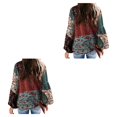 thumbnail image 3 of Sonducket Camisa de mujer de poliéster cuello plisado Casual elegante lavable a mano blusa bohemia salidas diarias camisas de oficina ropa verde S Type2 NO2 Sonducket CBP137686, 3 of 6