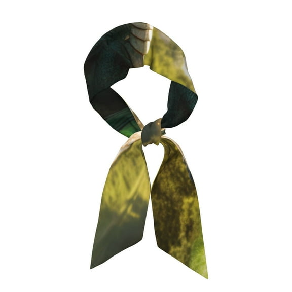 Easygdp Deep Forest Stone Green Dragon Neck Scarf Printed Scarves Head for Women'S Fashion Satin Scarfs For Bag Hair for Dating, Travel