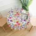 thumbnail image 2 of Spring Summer Floral Round Tablecloth 60 Inch Flower Table Clothes Multicolor Rustic Reusable Circle Table Cover for Picnic Party Dining Room Home Indoor Outdoor Decor, 2 of 7
