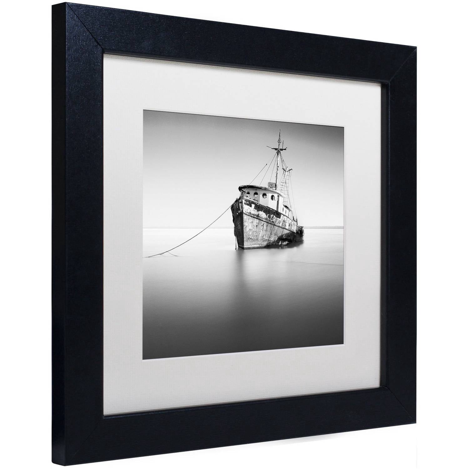 Trademark Fine Art "Barco Hundido" Canvas Art by Moises Levy White Matte, Black Frame