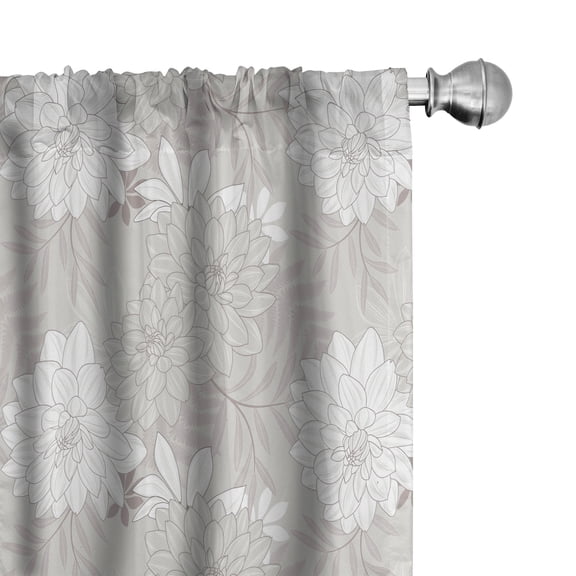 Ambesonne Floral Curtains, Vintage Dahlia Flowers Plot, Pair of 28"x84", Pale Salmon White and Grey
