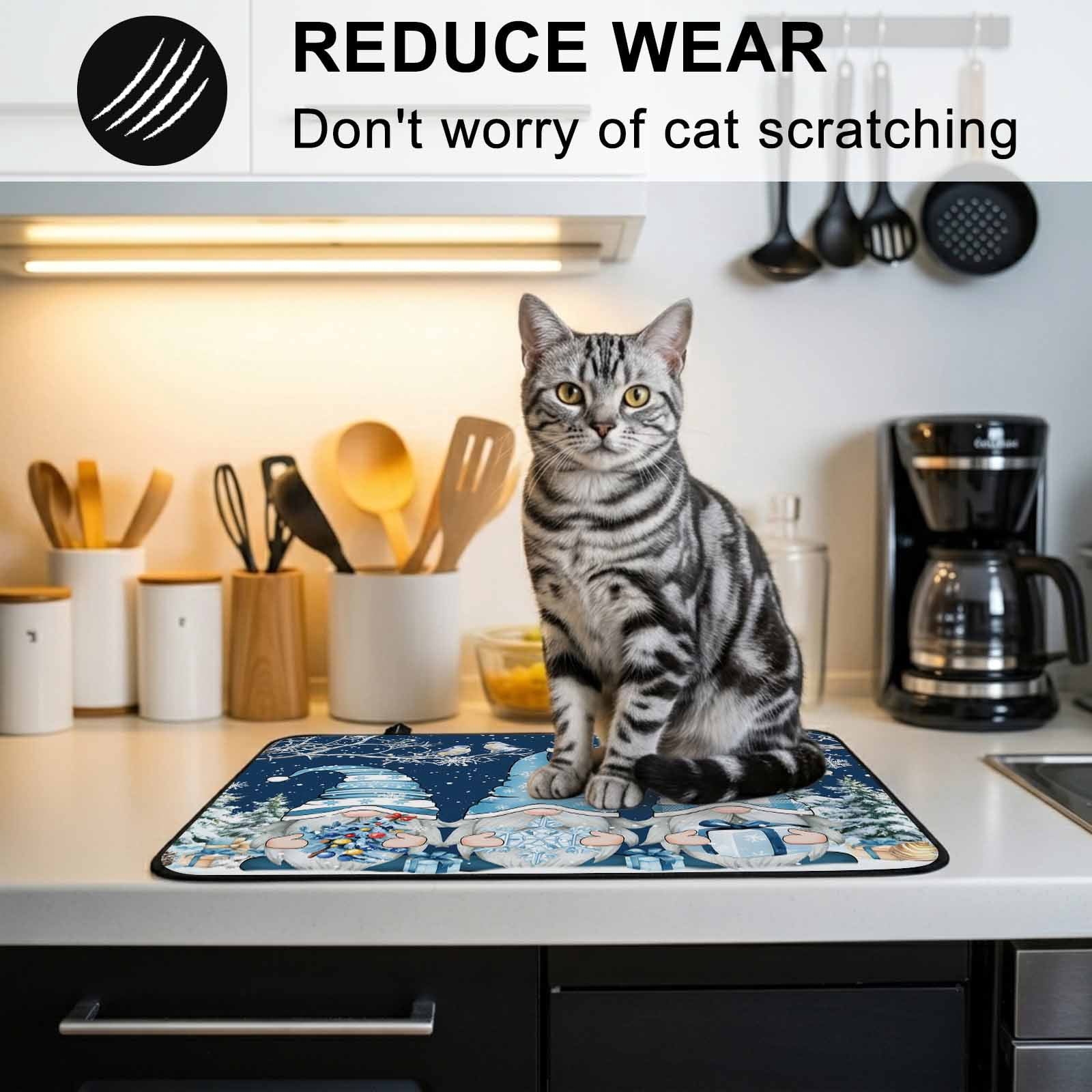 Navy Blue Gnomes Christmas Stove Top Cover for Electric Stove, Heat-proof & Non Slip Glass Top Stove Cover Protector, Snowflake Xmas Tree Winter Branches Kitchen Flat Cooktop Rubber Mat 24x21 Inches