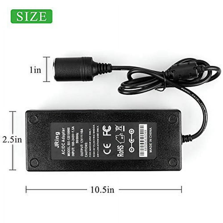 JRing AC to DC Converter 10A 110-220V 12V Car Cigarette Lighter Socket  Power Adapter for Car Vacuum Tire Inflator and Other Car Devices Under 120W