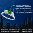 thumbnail image 2 of Gem Stone King 925 Sterling Silver Green Created Emerald and Lab Grown Diamond Engagement Ring for Women | 2.00 Cttw | Round 6MM | Gemstone May Birthstone | Size 5, 2 of 6
