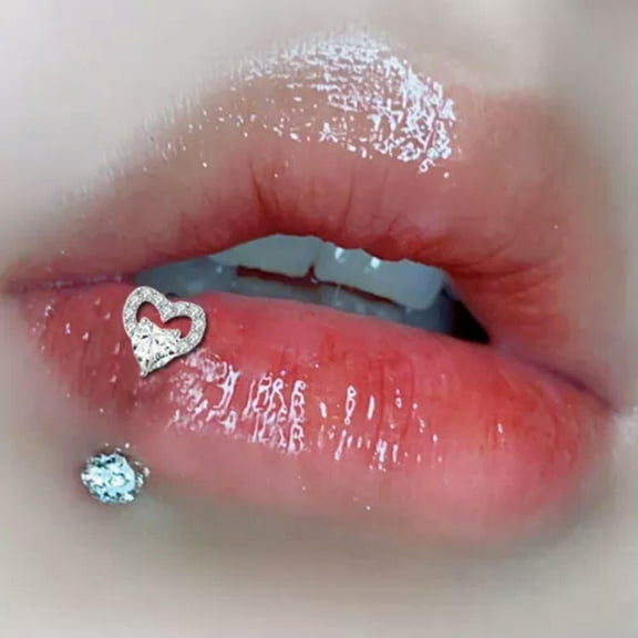 K-KED Stainless Steel Septum Lip Cartilage Tragus Ring Fashion Crystal Lip Clip Cuff-Peach Heart