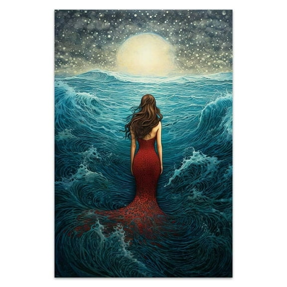 Canvas Wall Art For Bedroom Office Wall Decor Seaside Sunset Mermaid Wall Decorations For Living Room Painting Pictures Artwork For Modern Posters Prints Home Decor