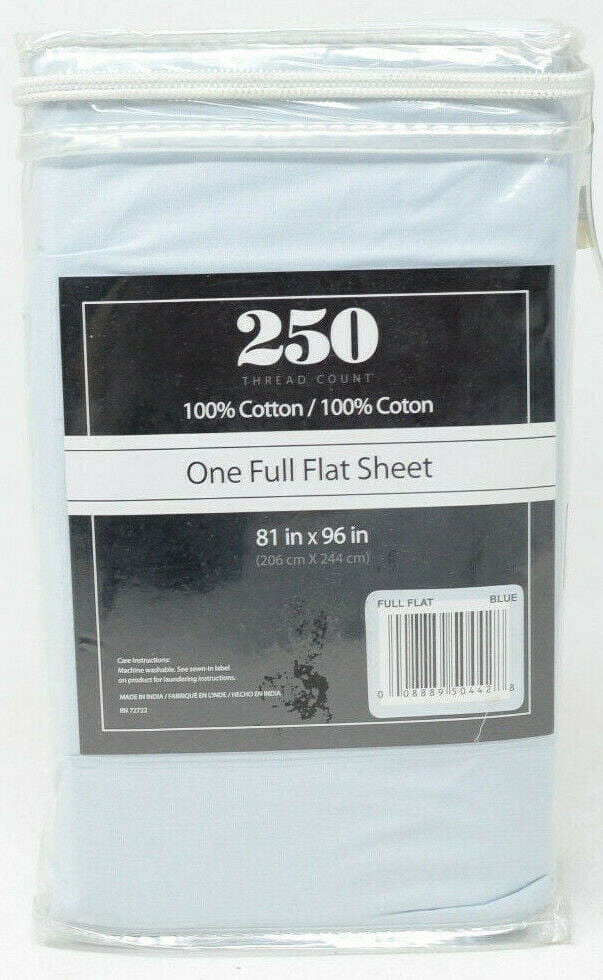 250 Thread Count Luxury FULL Flat Sheet in BLUE - image 2 of 2