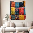 thumbnail image 2 of Sherpa Fleece Throw Blanket 30" x 40" Reversible Plush Fluffy Blanket, Double-Layer Super Soft Flannel Blanket for Sofa, Couch, Bed, Patchwork Floral Pattern, 2 of 8