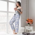 thumbnail image 4 of Uemuo Rabbit And Floral Pattern Women's Wide Leg Palazzo Lounge Pants with Pockets Light Weight Loose Comfy Casual Pajama Pants-, 4 of 9