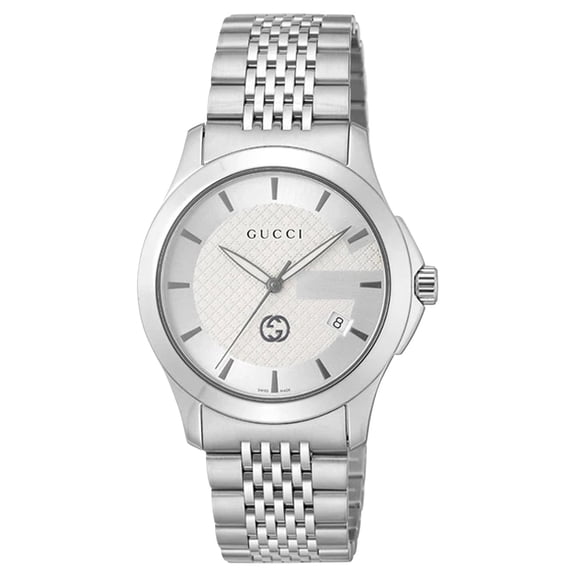 Gucci G-Timeless Stainless Steel Silver Dial Date Quartz Mens Watch YA1264174