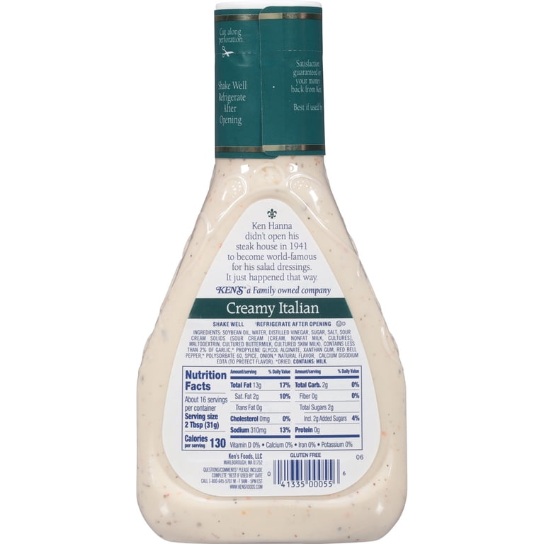 Ken's Steak House Creamy Italian Dressing 16 oz with Red Bell Peppers and Spices Kosher - Walmart.com Ken's Steak House Creamy Italian Dressing 16 oz with Red Bell Peppers and Spices Kosher - Walmart.com