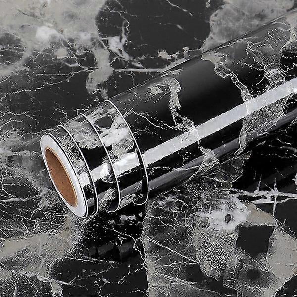 Self-Adhesive Marble Wallpaper, Peel and Stick Decals Lightning Black 40cm x 1m