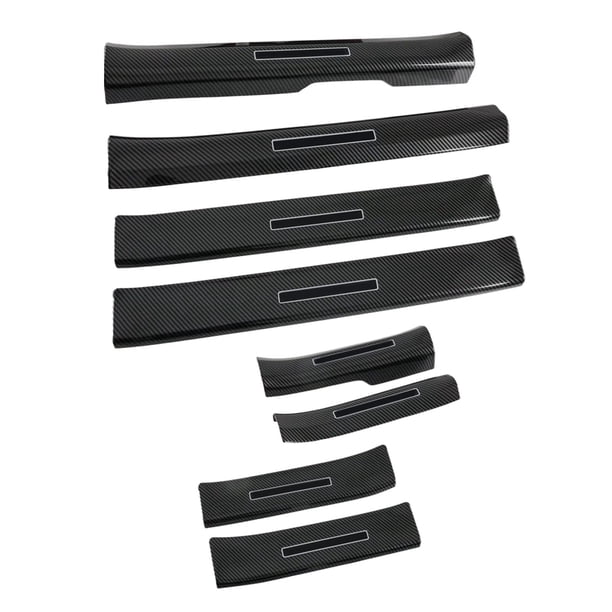 8 protectores de placa de umbral de puerta, cubierta antigolpes, accesorios, fibra de carbono, placa protectora de maletero trasero de coche, Zulema Protector de placa de umbral de puerta