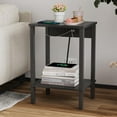 thumbnail image 5 of Set of 2 End Table with Charging Station, Narrow Side Table with USB Ports and Outlets, Nightstands with 2-Tier Storage Shelves, Sofa Table for Small Space Living Room Bedroom, 5 of 14