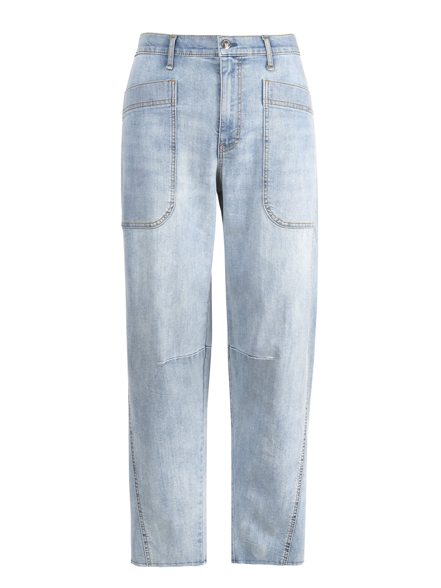 Jessica Simpson Women's Relaxed Barrel Leg Cargo Jeans, 28" Inseam, Sizes 2-16
