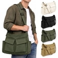 thumbnail image 2 of Spencer Canvas Messenger Bag Large Capacity Hobo Bag Crossbody Shoulder Bag Tote Bag with Multiple Pocket for Women and Men, White, 2 of 10