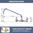 thumbnail image 6 of Commercial Sink Faucet with 14” Swivel Spout, 8" Center Wall Mount Kitchen Faucet, Dual Handles Brass Utility Sink Faucet for Laundry Room Restaurant Compartment Sink, Polish Chrome, 6 of 15