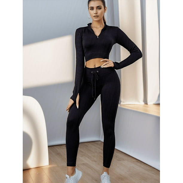 Conjunto Verano Mujer Uds Yoga Mallas De Manga Larga Pantalones