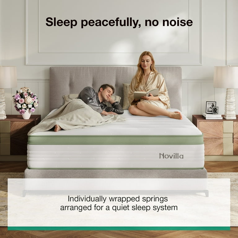 Novilla Snowfall 14 inch Queen Size Mattress in a Box, Hybrid