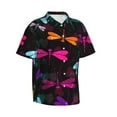 thumbnail image 2 of Uemuo Colorful Dragonflies Printed Regular Fit Short Sleeve Casual Hawaiian Shirt for Men,Aloha shirt,Tropical shirt,Floral print shirt,Vacation Beach shirt-Medium, 2 of 9