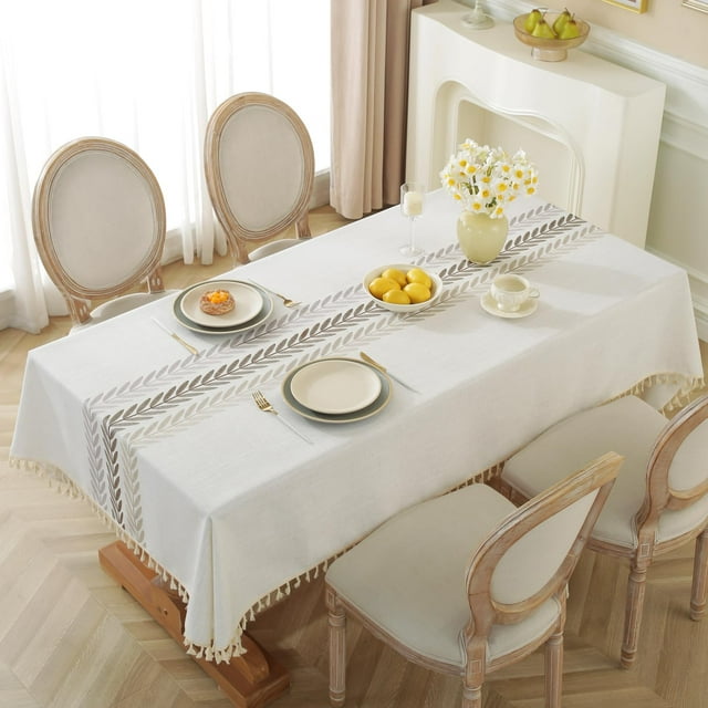 Mantel Alsoo rectangular de algodón y lino, impermeable, 140 x 191 cm