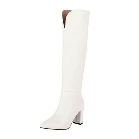

Gzztg Tall Boots For Women Autumn And Winter Plus Size Women S Thick High-Heeled Sleeve Snake Shoes