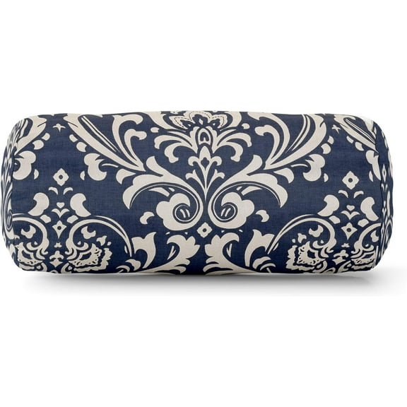 Majestic Home Goods Navy Blue French Quarter Indoor / Outdoor Round Bolster Pillow 18.5" L x 8" W x 8" H