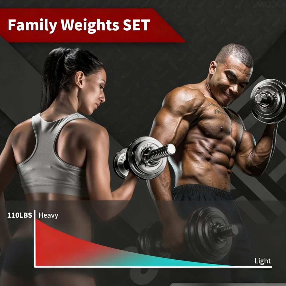 Riwcyla 44LB Adjustable Dumbbell Barbell 3-in-1 Weight Set with Connecting Rod for Home Gym