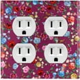 thumbnail image 1 of Metal Light Switch Plate Outlet Cover Colorful Floral Garden Wallpaper Purple ROS037, 1 of 13