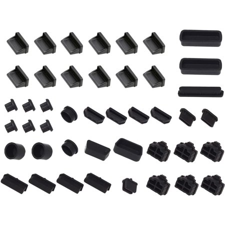 Anti Dust Plug, Silicone Cap Computer Port Cover PC Interface Stopper Socket Protecor Kit Black (Black 44)