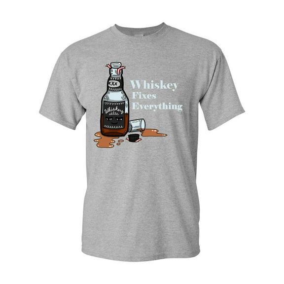 Whiskey Fixes Everything Adult DT T-Shirts Tee