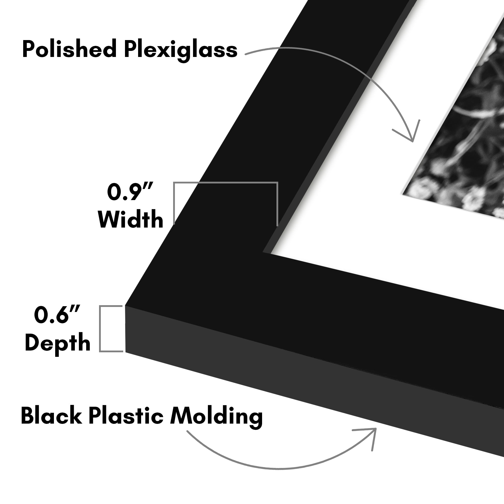 Americanflat 13x19 Picture Frame with Polished Plexiglass with 11x17 Mat 5 Pack Display Photo Galleria - Black