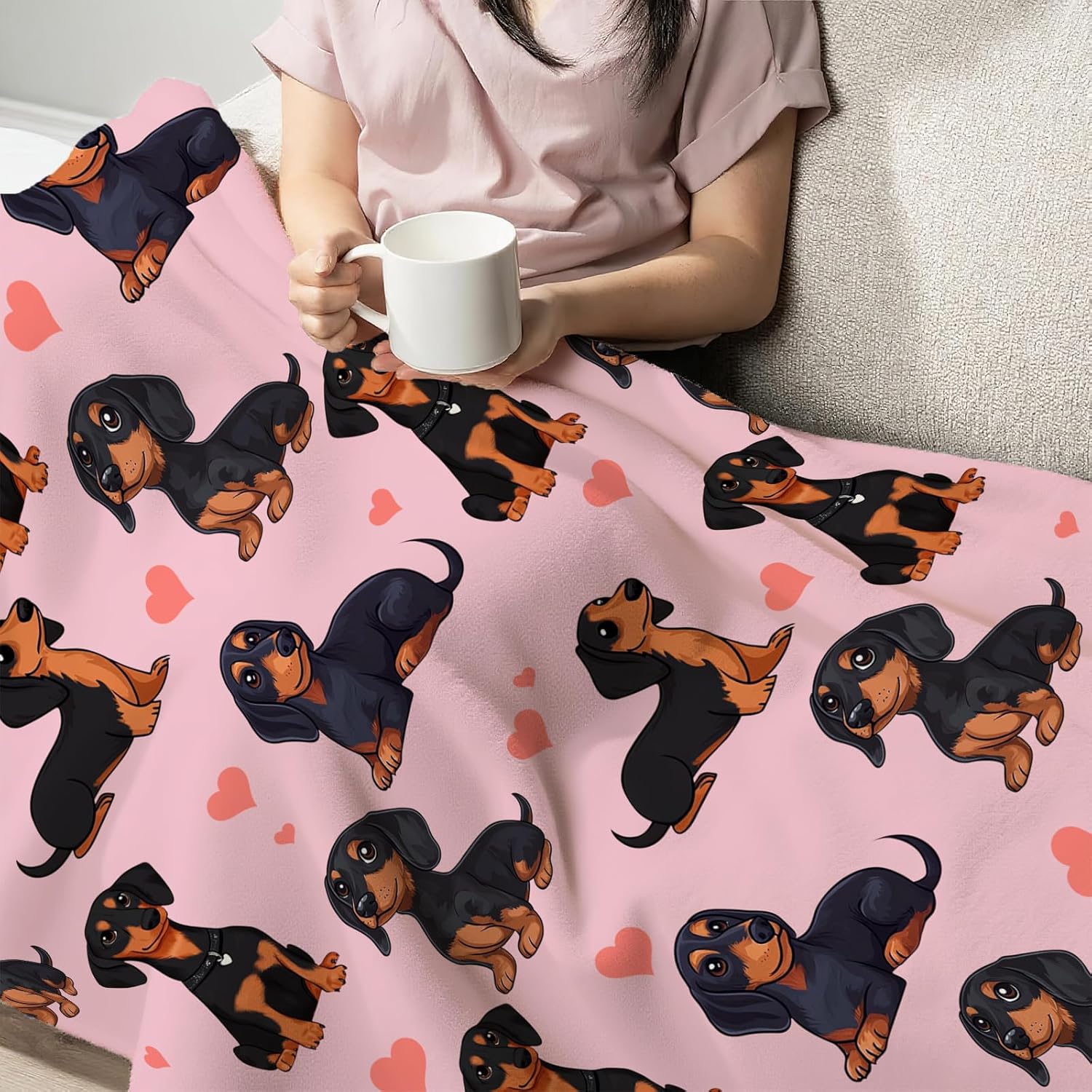 Dachshund Blanket Flannel Dachshunds Dog Throw Blanket Ultra Soft Cozy Fleece Decor Blankets Gift for Kids Boys Girls Adults Couch Sofa Bed 50" x 40"