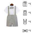 thumbnail image 2 of LYMAYTER ‌‌Boys Toddler Formal Wear Suit Set Short Shirt Shorts Bowtie Suspenders Summer Wedding‌ 1-11Y, 2 of 8