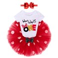 thumbnail image 4 of IBTOM CASTLE Baby Girls Half Birthday Outfit Polka Dots Half Way to One Romper Tutu Skirt Headband Cake Smash Clothes for Photo Shoot 6 Months Red + Black, 4 of 8