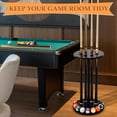 thumbnail image 7 of Pool Stick Holder Floor Stand - Round Billiard Cue Rack Pool Table Accessories Holds 8 Pool Cues, Wooden Freestanding Pool Cue Rack Billiards Table Stand for Game Room Billiard Room Decor(Black), 7 of 7