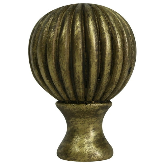 Urbanest Fluted Ball Lamp Finial, 2 1/8" Tall, Antique Gold, Single