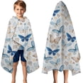 thumbnail image 3 of White Butterfly Flower Pattern Hooded Bath Towel，50"x30" for Ages 3 To 12 Kids, Quick Dry Lightweight Soft Microfiber Hood Beach Towel Cover Up for Kids, 3 of 7