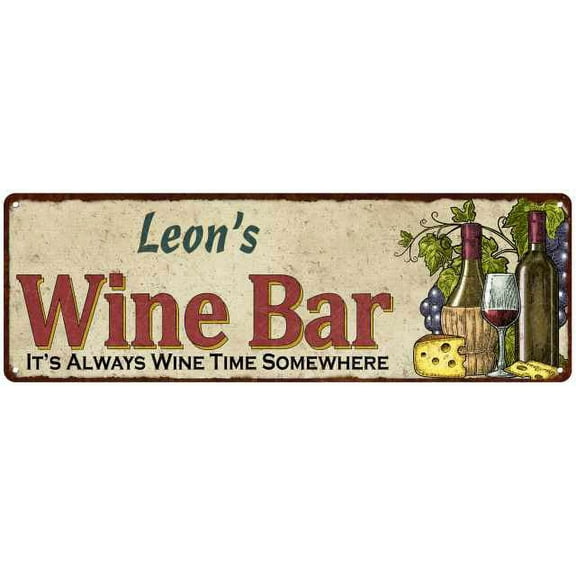 Leon's Wine Bar Gift Home Decor Metal Gift 6x18 Sign 206180052367
