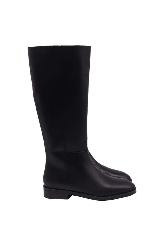 Pre-Owned Stuart Weitzman Zipped Knee-High Boots in Black Leather