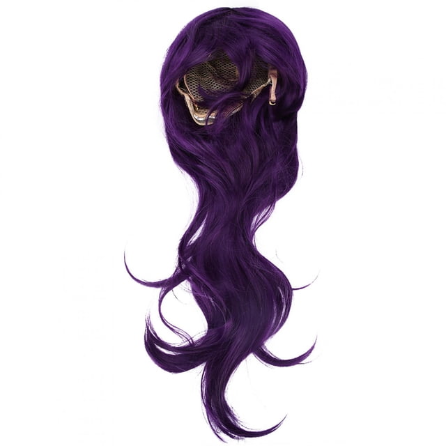 Pelucas onduladas y rizadas largas para mujer, pelucas de pelo sintético con flequillo para fiesta, Cosplay, 70cm, color morado