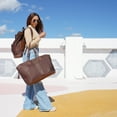 thumbnail image 2 of ELLE Eleganza 25L Fashion Monogram Travel Backpack, Brown, 1-Piece, 2 of 11