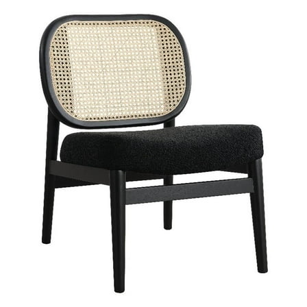 Rayo Rattan Cane Back Accent Chair with Padded Seat Black