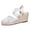 White, variant on Women's Boho Wedges Closed Toe Sandals Elastic Ankle Strap Lightweight Slip On Espadrille Sandals for Vacation Beach Wedding Black Size 9